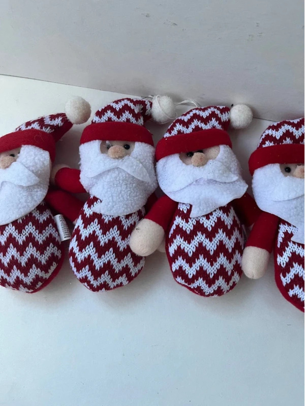 4 fabric Santa Christmas ornaments